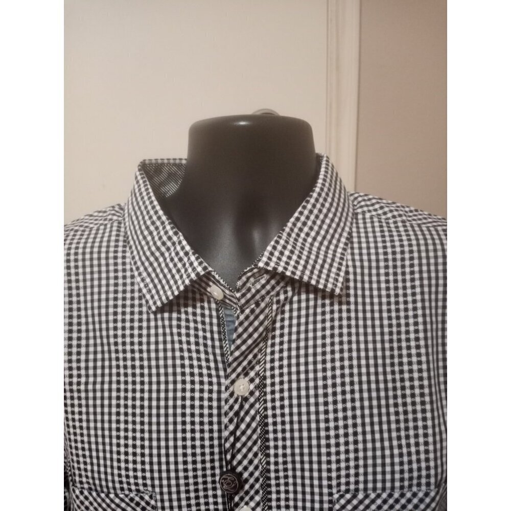New English Laundry Shirt Mens 3XL Black Label Long Sleeve Button Up Black White - Picture 7 of 15